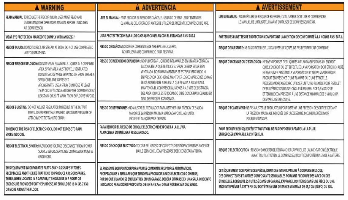 AIR TOOLS 20060CAD Ultra Quiet and Oil Free Air Compressor  Product label