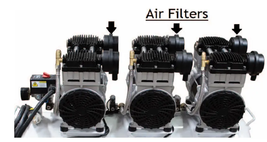 AIR TOOLS 20060CAD Ultra Quiet and Oil Free Air Compressor Install the Air Filters