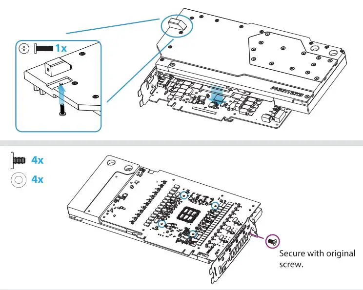 PHANTEKS Glacier G40 Asus GPU Block Graphic Card Installation Guide - Mount the water block