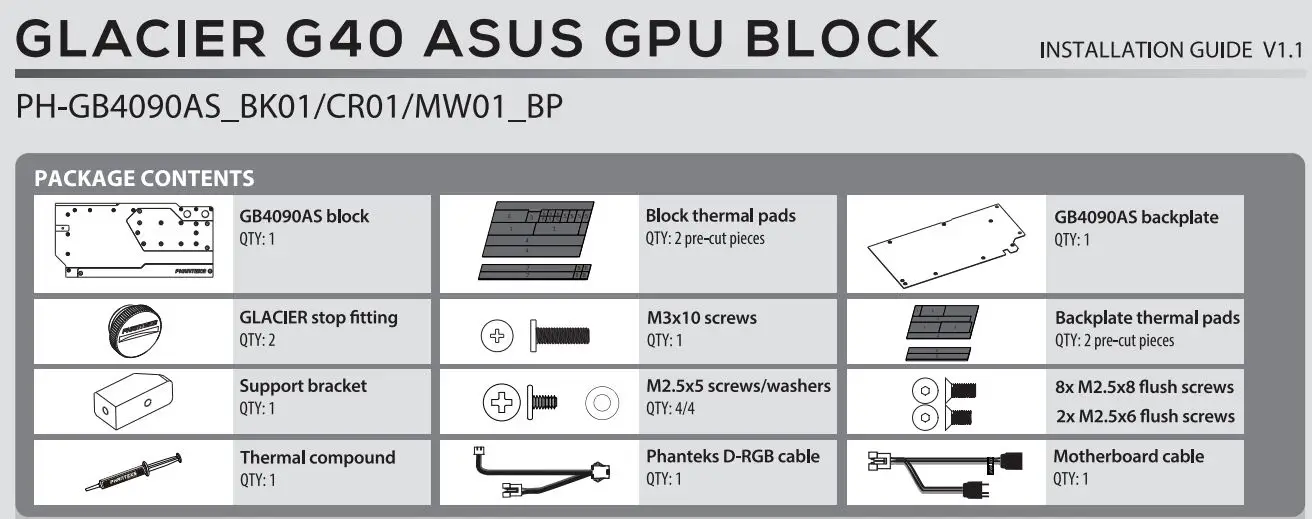 PHANTEKS Glacier G40 Asus GPU Block Graphic Card Installation Guide