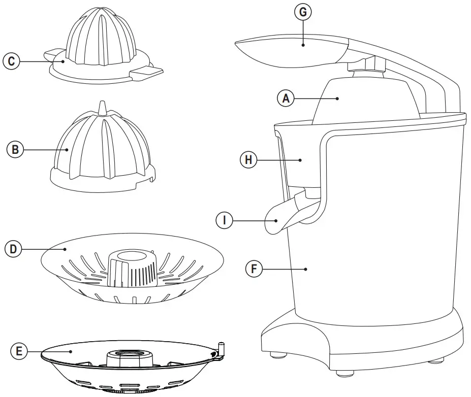 BLACK DECKER BXCJ350E Electric Juicer - FIGURE 1