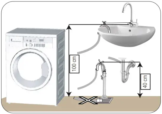 Connecting the drain hose to the drain