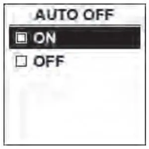 Auto Off Menu