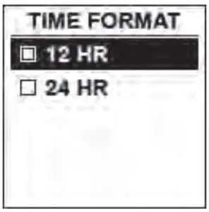 Time Format Menu