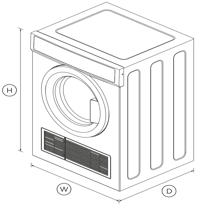 FISHER PAYKEL DE7060G2 Vented Dryer 7kg - DIMENSIONS