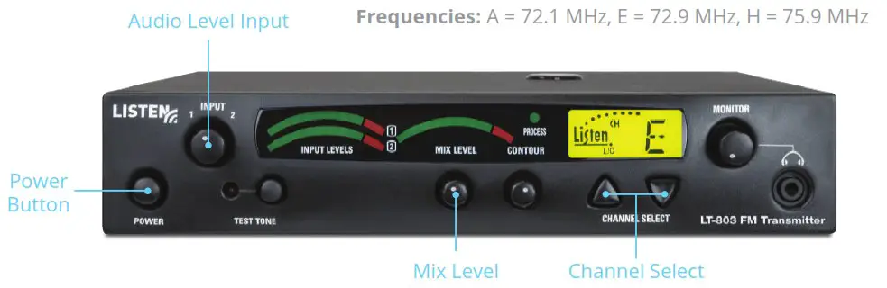 LISTEN TECHNOLOGIES LP 4VP 072 3 Channel Stationary RF Transmitter - Adjusting the Transmitter 1