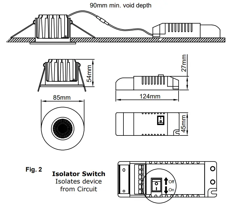 KSRLIGHTING KSRFRD350EM 3000K LED Dimmable Downlight - fig1
