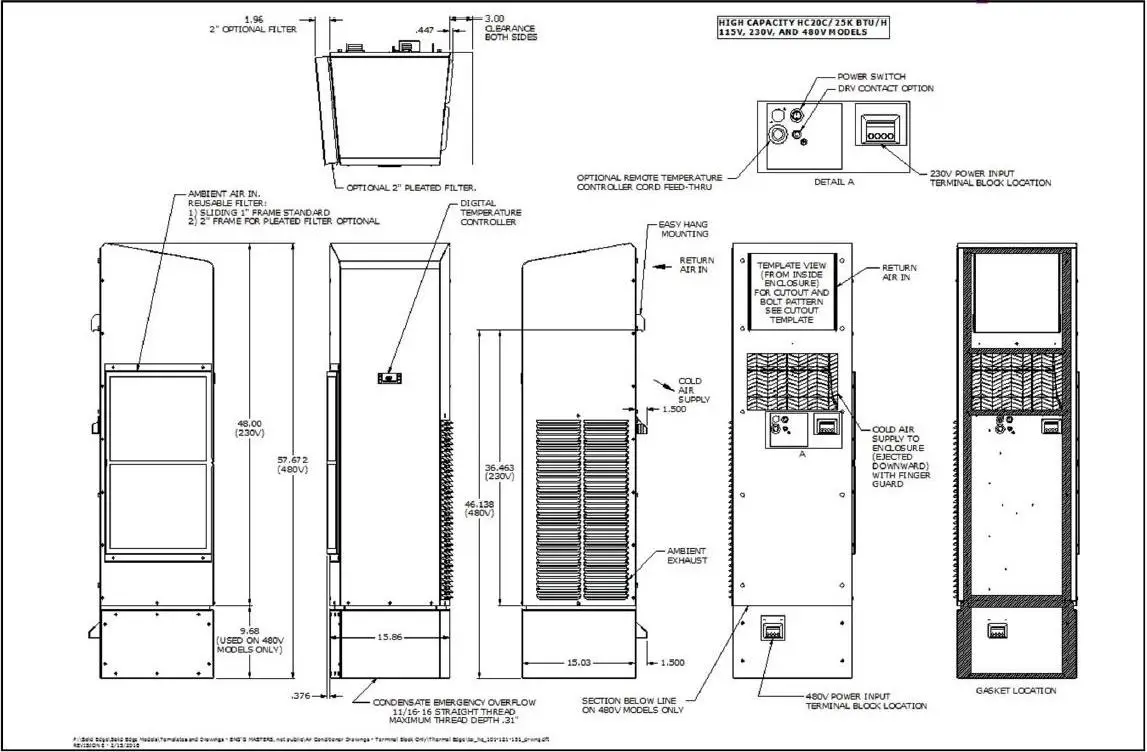 THERMAL EDGE HC20C Air Conditioner - Physical Dimensions 1