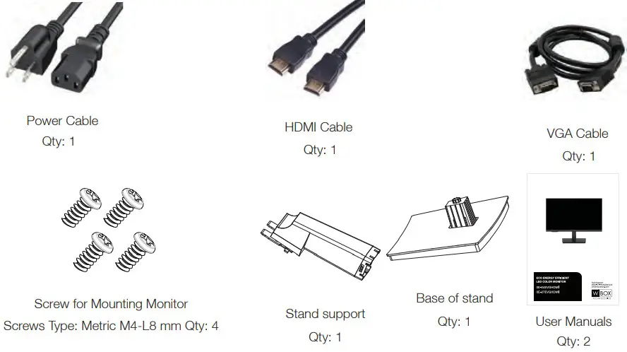 WBOX TECHNOLOGIES 0E 24EVGHDMI Eco Energy Efficient LED Color Monitor - Accessories