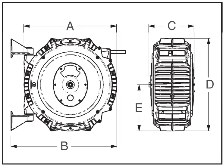REELCRAFT SGA3650 OLP Series S Spring Driven Hose Reels - Dimensions