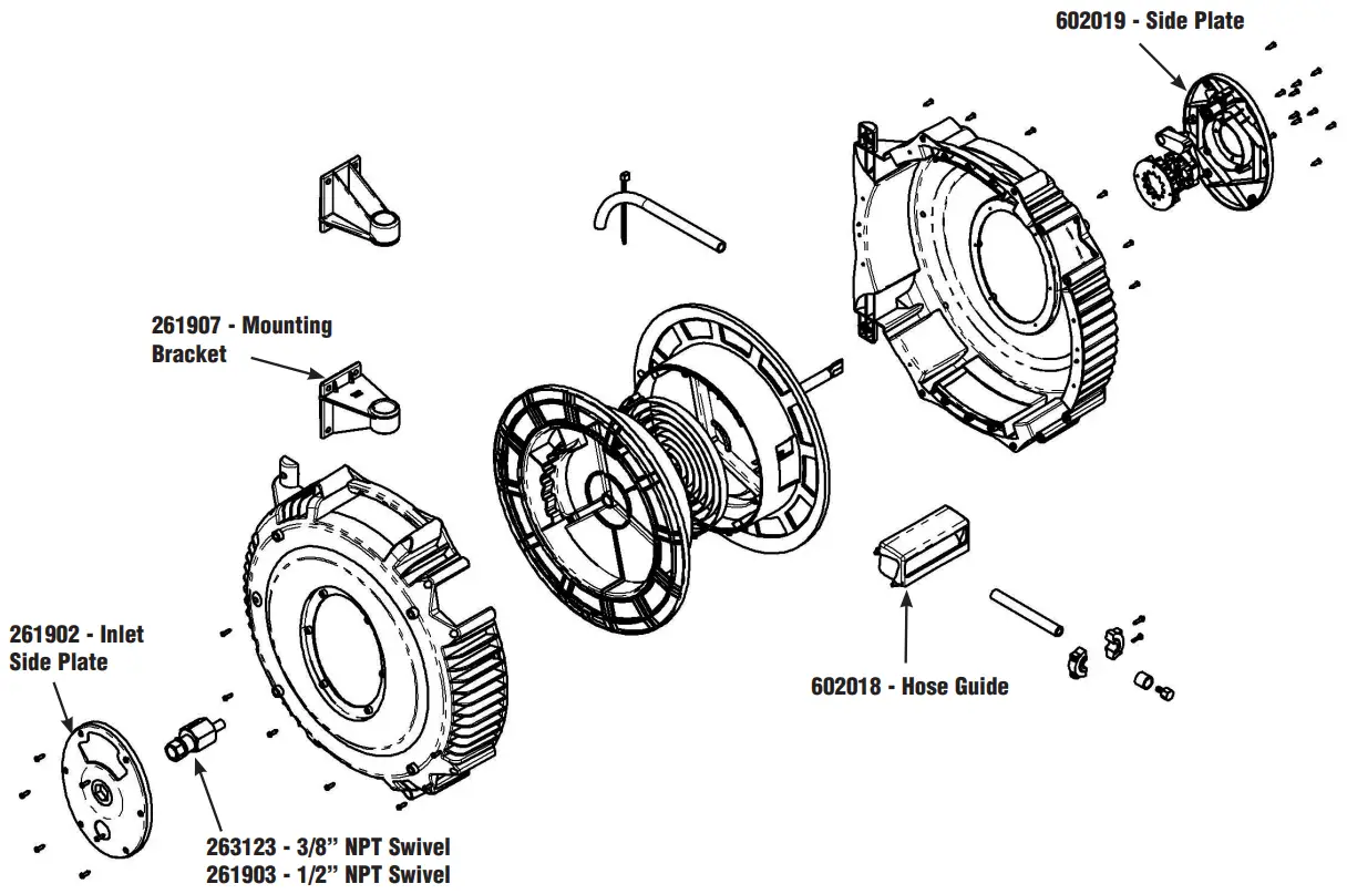 REELCRAFT SGA3650 OLP Series S Spring Driven Hose Reels - MAIN ASSEMBLY