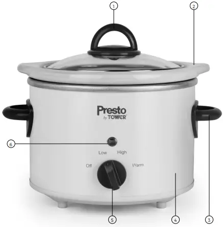 PRESTO 1.5L White Slow Cooker PT16035WHT-PRESTO 1.5L White Slow Cooker PT16035WHT