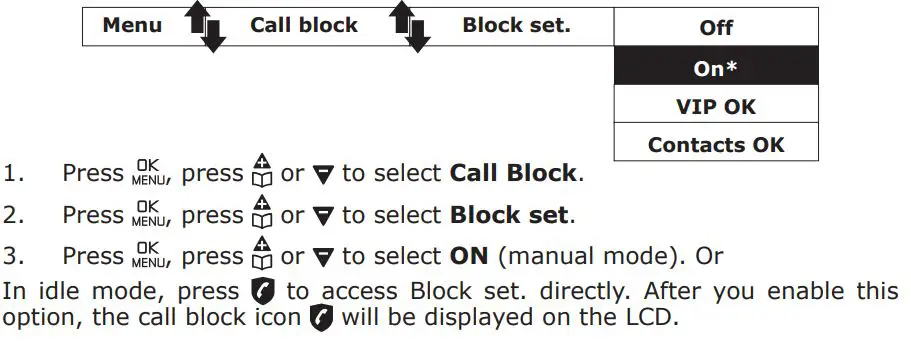 amplicomms BigTel 1580 Amplified Phone with Number Blocker and Voicemail User Guide - Enable MANUAL mode