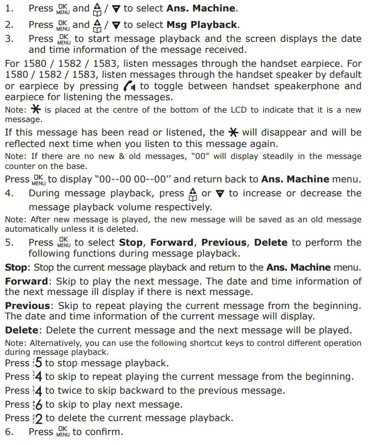 amplicomms BigTel 1580 Amplified Phone with Number Blocker and Voicemail User Guide - Listen new messages through the Handset