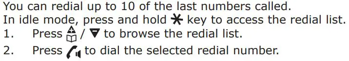 amplicomms BigTel 1580 Amplified Phone with Number Blocker and Voicemail User Guide - REDIAL THE LAST NUMBER