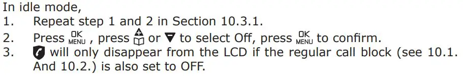 amplicomms BigTel 1580 Amplified Phone with Number Blocker and Voicemail User Guide - Set Block Anonymous Calls OFF