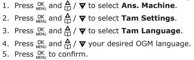 amplicomms BigTel 1580 Amplified Phone with Number Blocker and Voicemail User Guide - Set the Outgoing Message Language