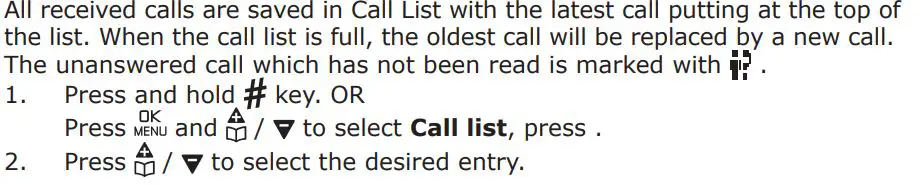 amplicomms BigTel 1580 Amplified Phone with Number Blocker and Voicemail User Guide - View the Call List