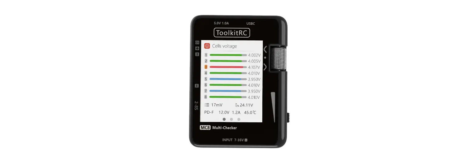 Toolkitrc Mc8 Cell Checker And Multi Tool With Usb-c Fast Charging User Manual