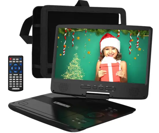 CaptureHDJUNTUNKOR-Portable-DVD-Player-with-10.1-HD-Swivel-Display-Screen-5-Hour-Rechargeable-Battery-image
