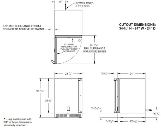 HESTAN GRS 24 24 Inch Outdoor Undercounter Refrigerator with Solid Door - TYPICAL APPLIANCE