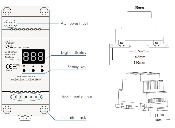 lEDYi-Lighting-XC-D-RF-DMX512-Din-Rail-led-pixel-neon-strip-DMX-Master-FIG-2