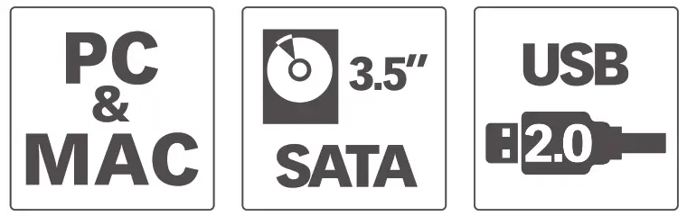 SABRENT EC STUK 3.5 Inch USB 2.0 SATA HDD Enclosure - ICON