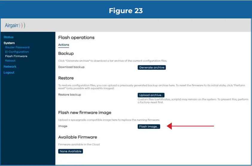 Flash new firmware image” (Figure 23)