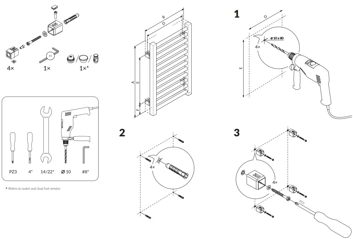 TERMA 1569BTU Warp T Bold Designer Towel Rail - FIGURE 2