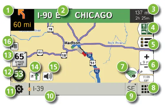 RAND MCNALLY TND730LM IntelliRoute Truck - Map Window