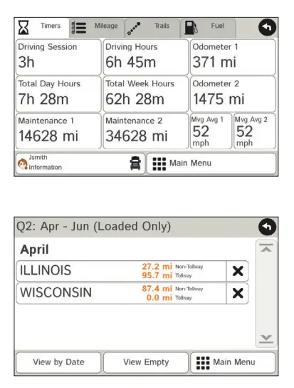 RAND MCNALLY TND730LM IntelliRoute Truck - View Timers