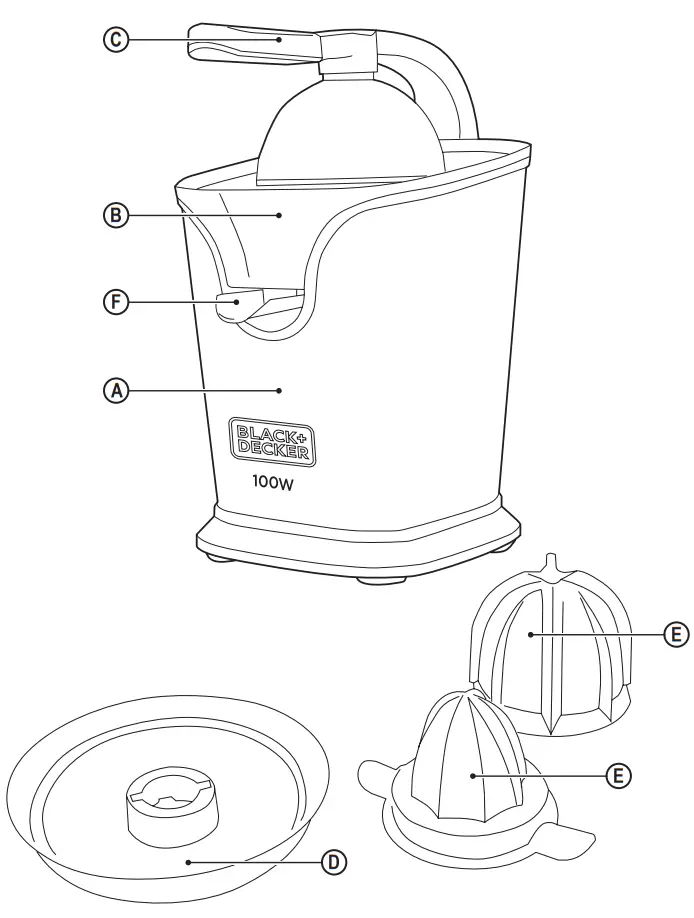 BLACK DECKER BXCJ100E Juicer and Citrus Juicer - fig
