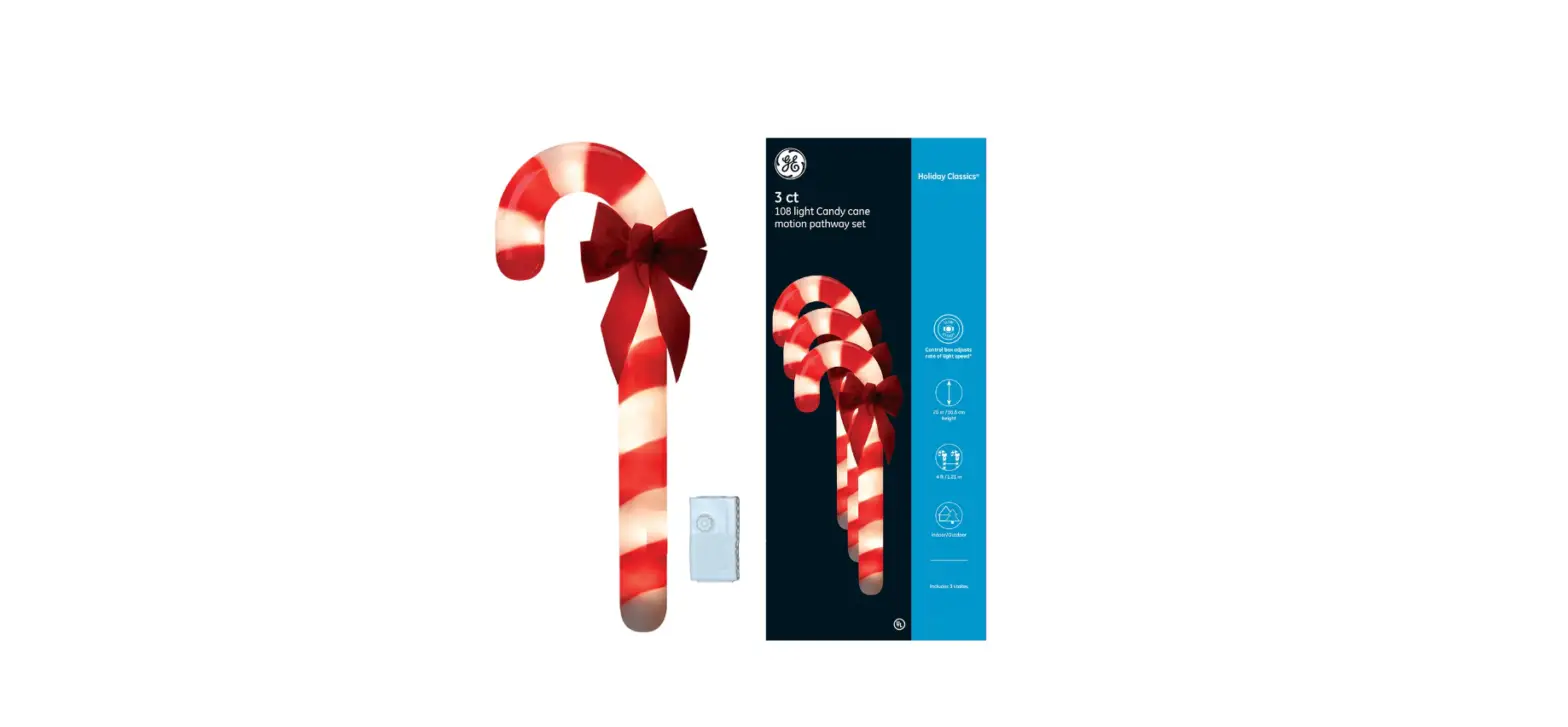 Ge Lighting 86501 Holiday Classics Incandescent 3pc Candy Cane Motion Pathway Set User Guide