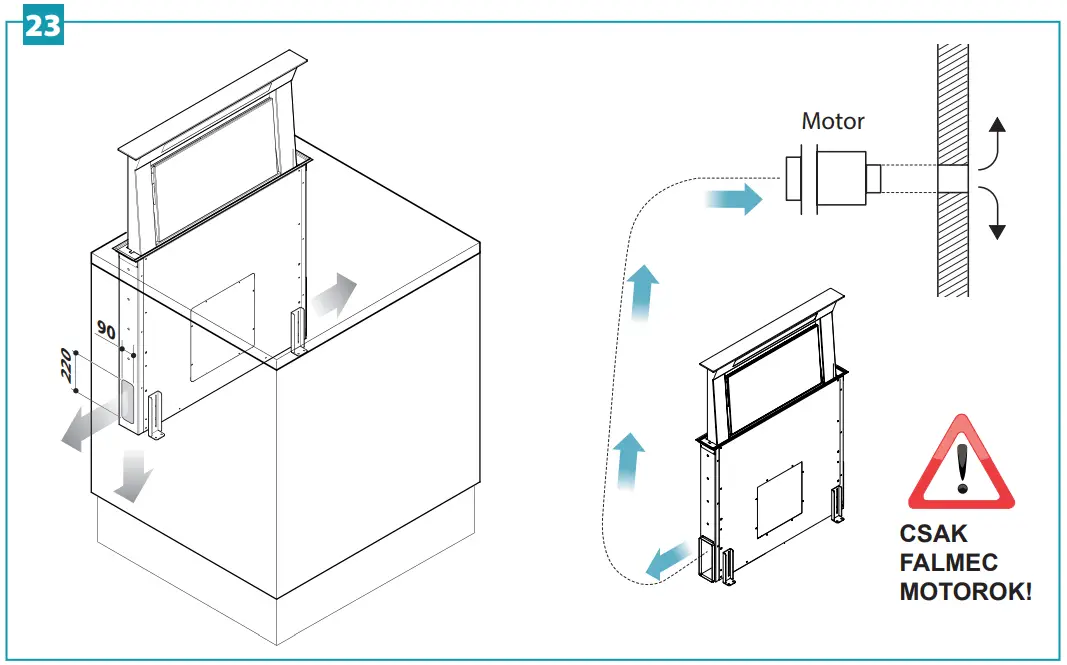 Installation with back motor