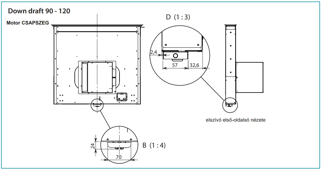 Installation with back motor