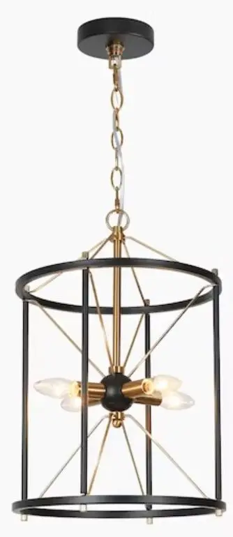 ZEVNI L3MZU2AAW4796S18 Byran 4-Light Black-Brass Modern-Contemporary Chandelier