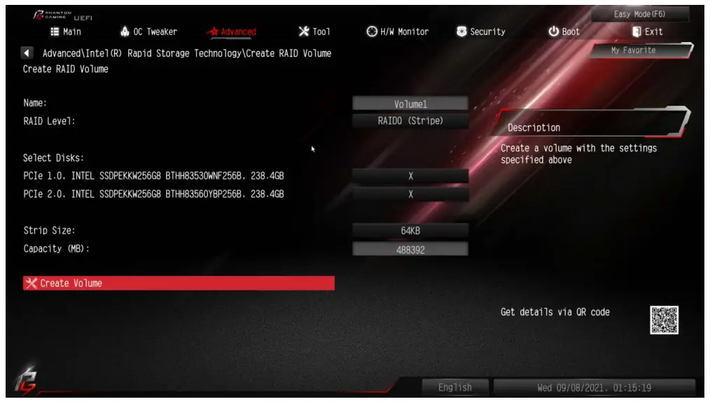 Configuring a RAID array Using UEFI Setup Utility