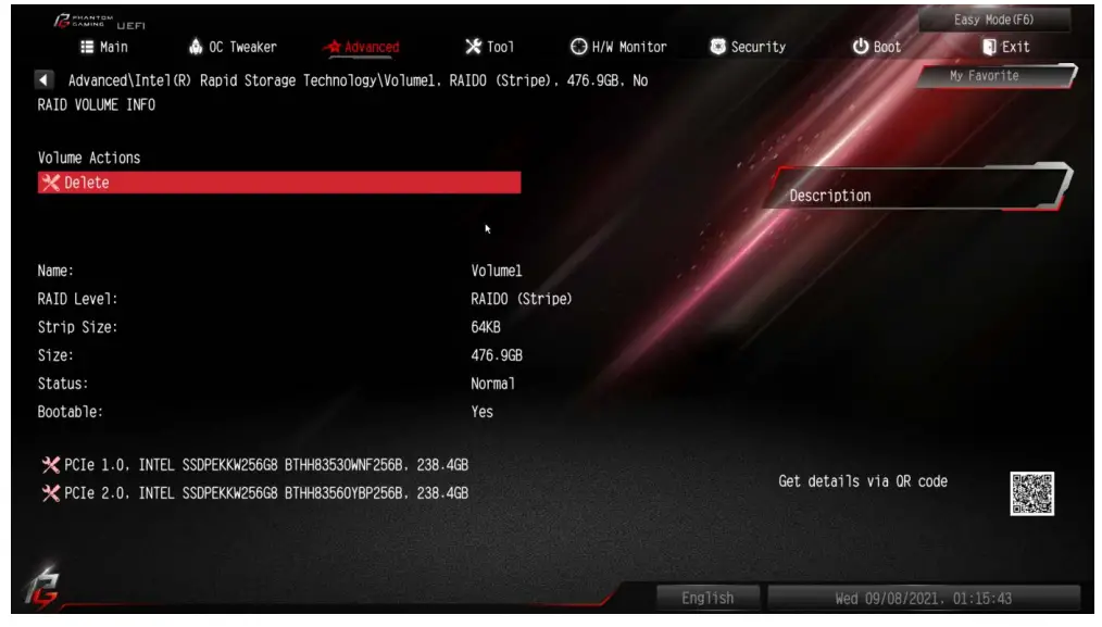 Configuring a RAID array Using UEFI Setup Utility