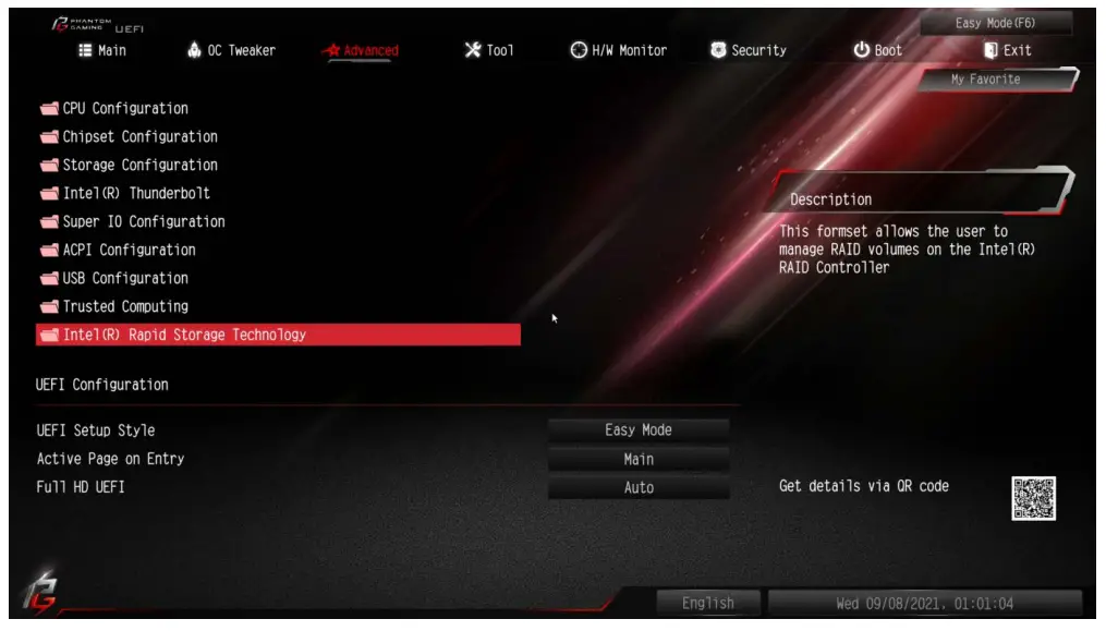 Configuring a RAID array Using UEFI Setup Utility