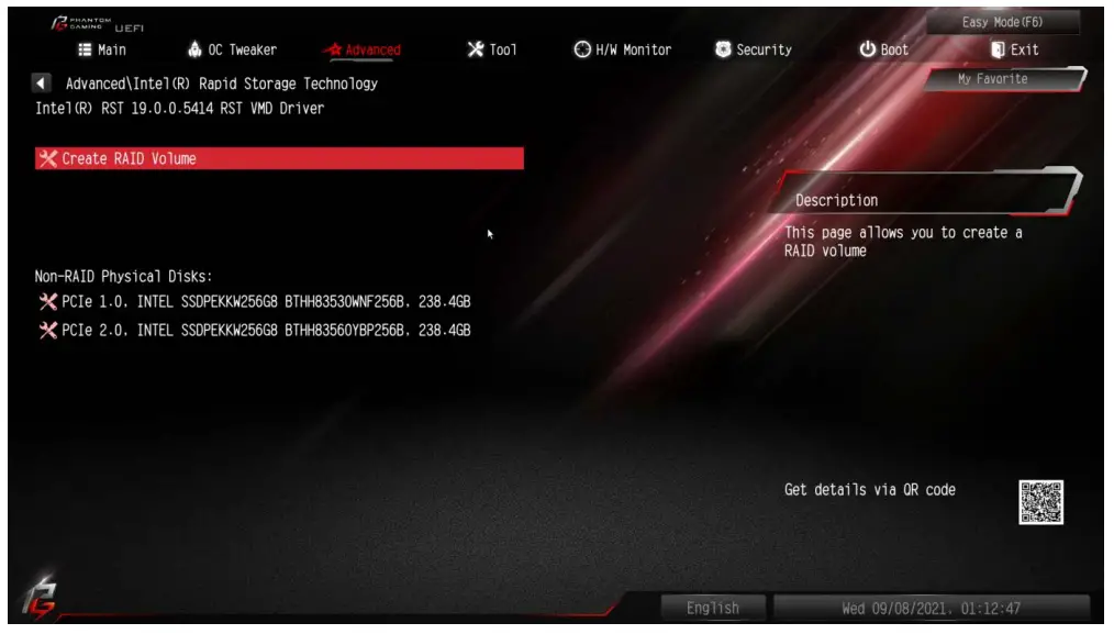 Configuring a RAID array Using UEFI Setup Utility