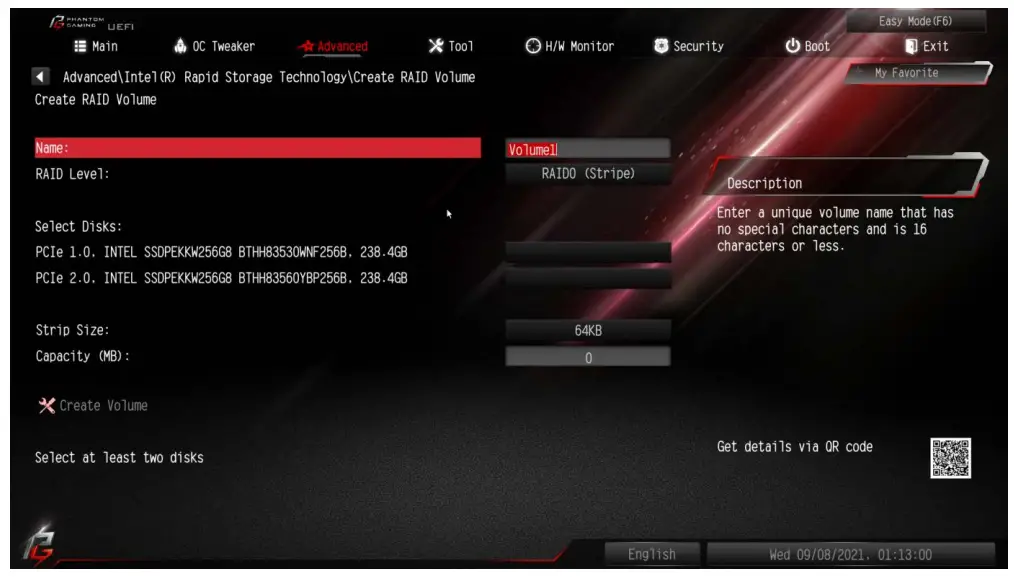 Configuring a RAID array Using UEFI Setup Utility