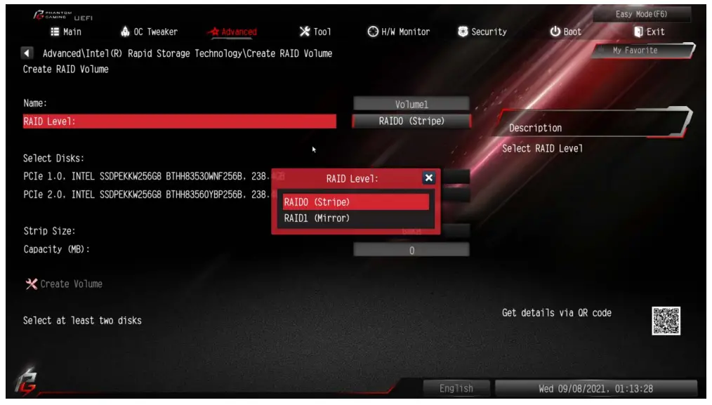 Configuring a RAID array Using UEFI Setup Utility