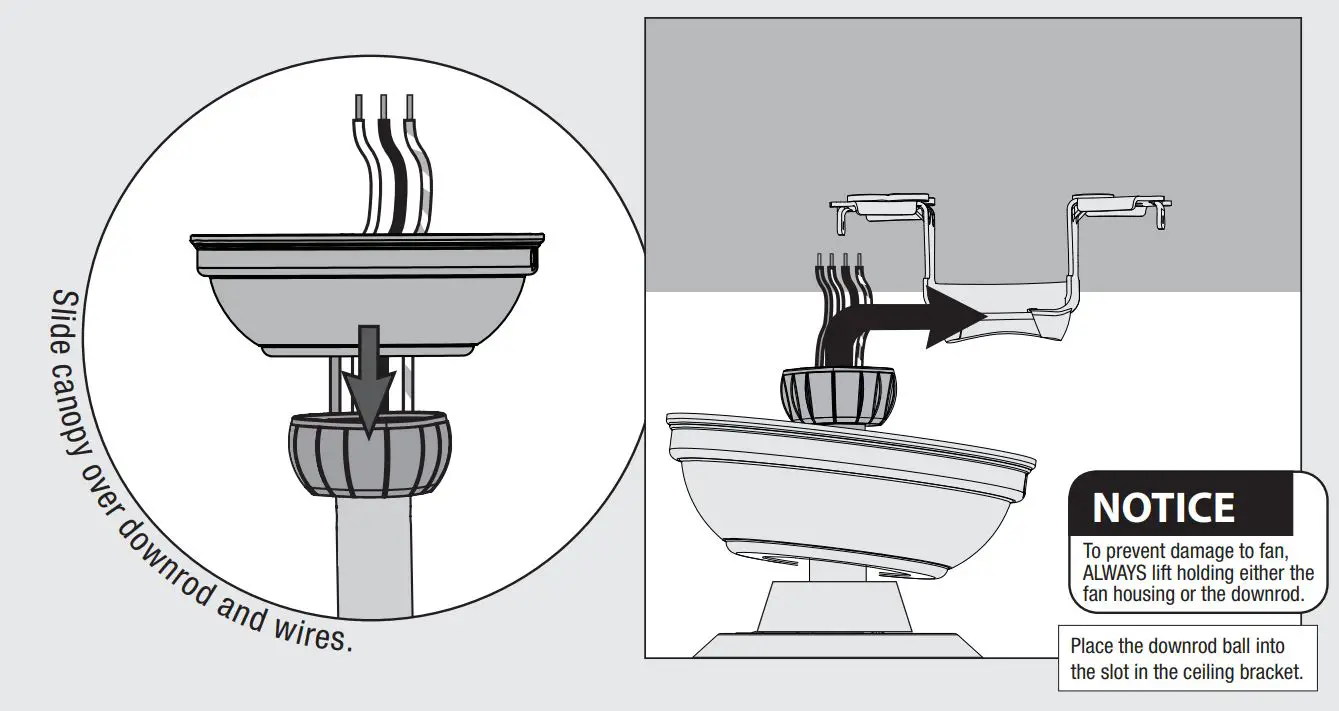 Hunters Fan 50999 Parkview 52 inch Polished Nickel Installation Guide - Hanging the Fan