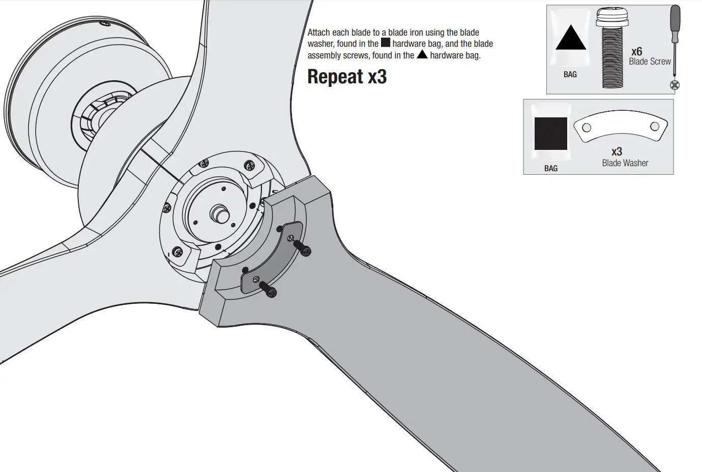 Hunters Fan 50999 Parkview 52 inch Polished Nickel Installation Guide - Installing the Blades