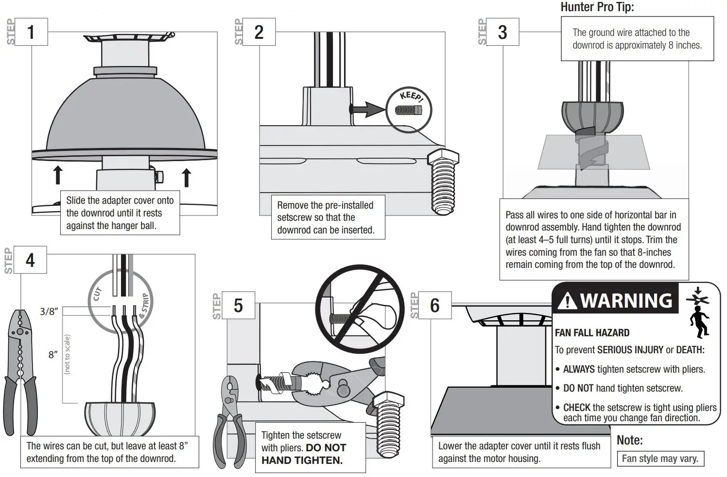 Hunters Fan 50999 Parkview 52 inch Polished Nickel Installation Guide - Installing the Downrod