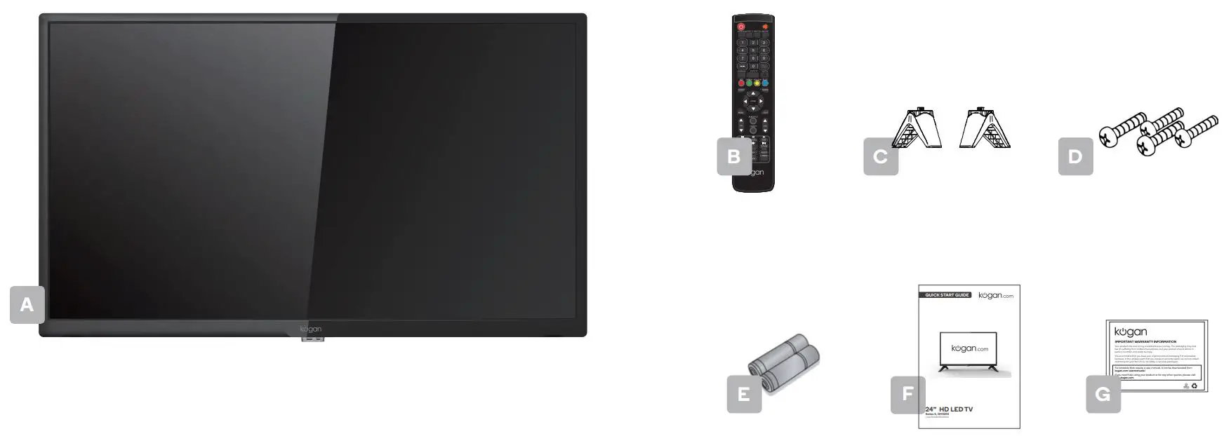 Kogan 24” HD LED TV User Guide - COMPONENTS