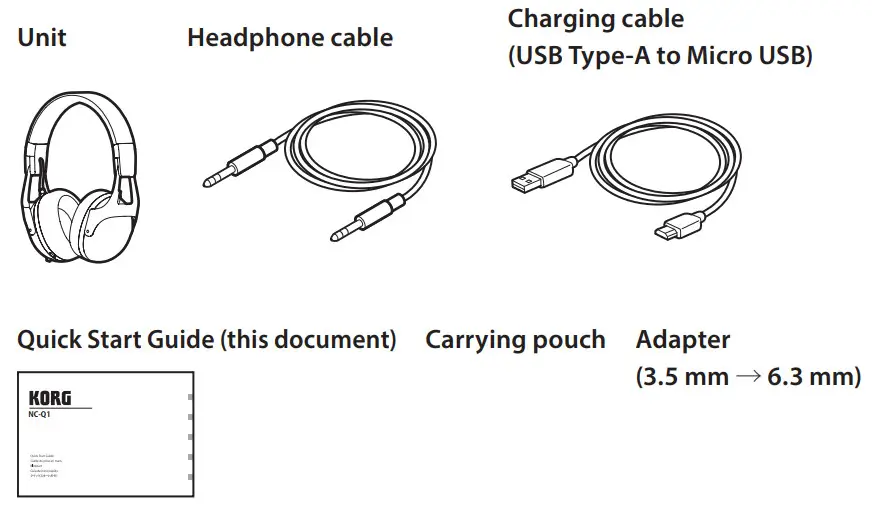 KORG NC-Q1 Smart Noise Cancelling DJ Headphones - items