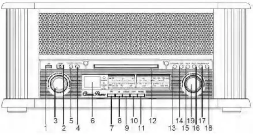 Lenco TCD-2550 Wooden Turntable With USB Encoding AM FM Radio, CD and Cassette Player - FRONT