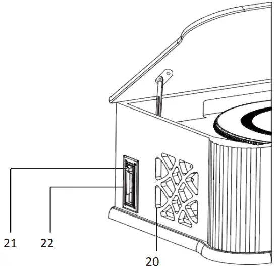 Lenco TCD-2550 Wooden Turntable With USB Encoding AM FM Radio, CD and Cassette Player - LEFT SIDE