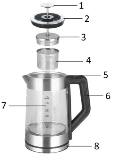 emerio WK 122730 1 Tea and Water Kettle Instruction - PARTS DESCRIPTION